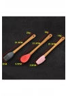 5'li Renkli Ahşap Saplı Silikon Uçlu Spatula Fırçalı Kaşık Seti -yemek Hazırlık Seti 21 Cm