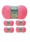 5 Adet Vizon Premium Akrilik El Örgü İpi Yünü Renk No:236 Gül Pembe