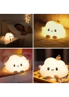 ® 5 Farklı Renk Modlu Bulut Figürlü Pofuduk LED Gece ası–Yumuşak Dokulu Çocuk Odası ve Dekoratif Şarjlı Ortam Işığı