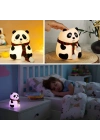 ® 5 Farklı Renk Modlu Panda Figürlü Pofuduk LED Gece ası–Yumuşak Dokulu Çocuk Odası ve Dekoratif Şarjlı Ortam Işığı