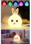 ® 5 Farklı Renk Modlu Tavşan Figürlü Pofuduk LED Gece ası–Yumuşak Dokulu Çocuk Odası ve Dekoratif Şarjlı Ortam Işığı