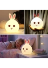 ® 5 Farklı Renk Modlu Tavşan Figürlü Pofuduk LED Gece ası–Yumuşak Dokulu Çocuk Odası ve Dekoratif Şarjlı Ortam Işığı