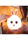 ® 5 Farklı Renk Modlu Tavşan Figürlü Pofuduk LED Gece ası–Yumuşak Dokulu Çocuk Odası ve Dekoratif Şarjlı Ortam Işığı