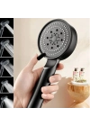 ®  5 Fonksiyonlu Yüksek Basınçlı Ayarlanabilir Siyah Duş Başlığı