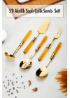 5 Parça Gold Servis Seti & Servis Sunum Seti Amber ( Kepçe / Kevgir / Sıpatula / Çatal / Kaşık )