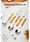 5 Parça Platin Servis Seti & Servis Sunum Seti Amber ( Kepçe / Kevgir / Sıpatula / Çatal / Kaşık )