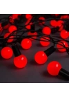 5m 28 LED Mini Top Işık Kırmızı - Fişli, Siyah Kablo