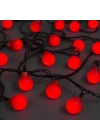 5m 28 LED Mini Top Işık Kırmızı - Fişli, Siyah Kablo