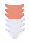 6 adet Eko Set Likralı Kadın Slip Külot Pudra Beyaz