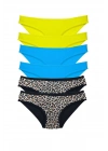 6 Adet Likralı Kadın Slip Külot Leopar Sarı Mavi