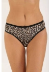6 Adet Likralı Kadın Slip Külot Leopar Siyah Ten