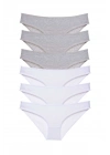 6 adet Süper Eko Set Likralı Kadın Slip Külot Gri Beyaz