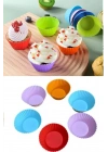 6 Adet Yıkanabilir Mini Tırtıklı Muffin Kalıbı- Ribanalı Kek-cupcake- Renkli Hamur Işi Kabı