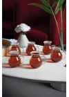 6lı Keyfi Ala Borosilikat Cam Kulplu Çay Bardağı