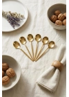 6lı Lüks Gold Paslanmaz Çelik Çay Kaşığı Seti (13 cm)