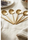 6lı Lüks Gold Paslanmaz Çelik Çay Kaşığı Seti (13 cm)