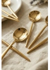 6lı Lüks Gold Paslanmaz Çelik Çay Kaşığı Seti (13 cm)