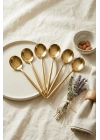 6lı Lüks Gold Paslanmaz Çelik Tatlı Kaşığı Seti (16 cm)