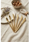 6lı Lüks Gold Paslanmaz Çelik Yemek Bıçağı Seti (21 cm)