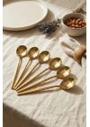 6lı Lüks Gold Paslanmaz Çelik Yemek Kaşığı Seti (21 cm)