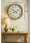 ® 60 cm Gold Metal Dekoratif Roma Rakamlı Duvar Saati