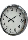 ® 60 cm Krom Metal Duvar Saati