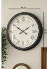 ® 60 cm Siyah Metal Roma Rakamlı Duvar Saati