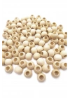 60 Gr (60 Adet) Ahşap Boncuk 15 mm çap x 10 mm Delik Doğal Yuvarlak Ahşap Makrome El İşi Çanta