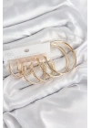Bfs Pirinç Halka Model Gold Renk Kadın Set Küpe