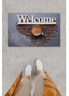 Bfs Dijital Baskı Dekoratif Welcome Koyu Gri Kapı Önü Paspası K-1251