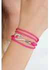 Bfs Fuşya Renk Gümüş Metal Kancalı Çoklu Bileklik