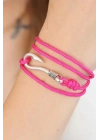 Bfs Fuşya Renk Gümüş Metal Kancalı Çoklu Bileklik