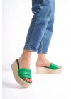 Mendal Yeşil Cilt Dolgu Topuk Terlik