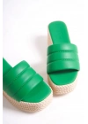 Mendal Yeşil Cilt Dolgu Topuk Terlik