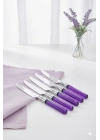 6’lı Paslanmaz Çelik Mor Tatlı Bıçağı Seti