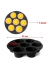 ®  7 Gözlü Silikon Çok Amaçlı Airfryer Muffin Cupcake Kek ve Çörek Pişirme Kalıbı