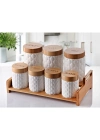 7li Bambu Kapak Standlı Baharat Seti Model 2