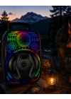 8 İnç Karaoke Hoparlör USB AUX FM Destekli Işıklı Speaker