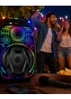 8 İnç Taşınabilir Karaoke Hoparlör Mikrofonlu RGB Işıklı Bluetooth Speaker