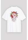 8 Mart Dünya Kadınlar Günü Baskılı Oversize Bisiklet Yaka T-shirt - Beyaz