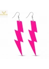 80’ler 90'lar Retro Neon Pembe Şimşek Küpe 10 cm