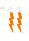 80’ler 90'lar Retro Neon Turuncu Şimşek Küpe 10 cm