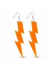80’ler 90'lar Retro Neon Turuncu Şimşek Küpe 10 cm