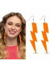 80’ler 90'lar Retro Neon Turuncu Şimşek Küpe 10 cm
