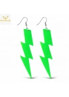 80’ler 90'lar Retro Neon Yeşil Şimşek Küpe 10 cm