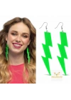 80’ler 90'lar Retro Neon Yeşil Şimşek Küpe 10 cm