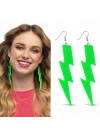 80’ler 90'lar Retro Neon Yeşil Şimşek Küpe 10 cm