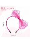 80’ler 90’lar Neon Pembe Dantel Taç Fiyonklu