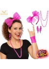 80’ler 90’lar Neon Pembe Parti Seti – Kolye Küpe Taç