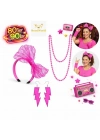 80’ler 90’lar Neon Pembe Parti Seti – Kolye Küpe Taç